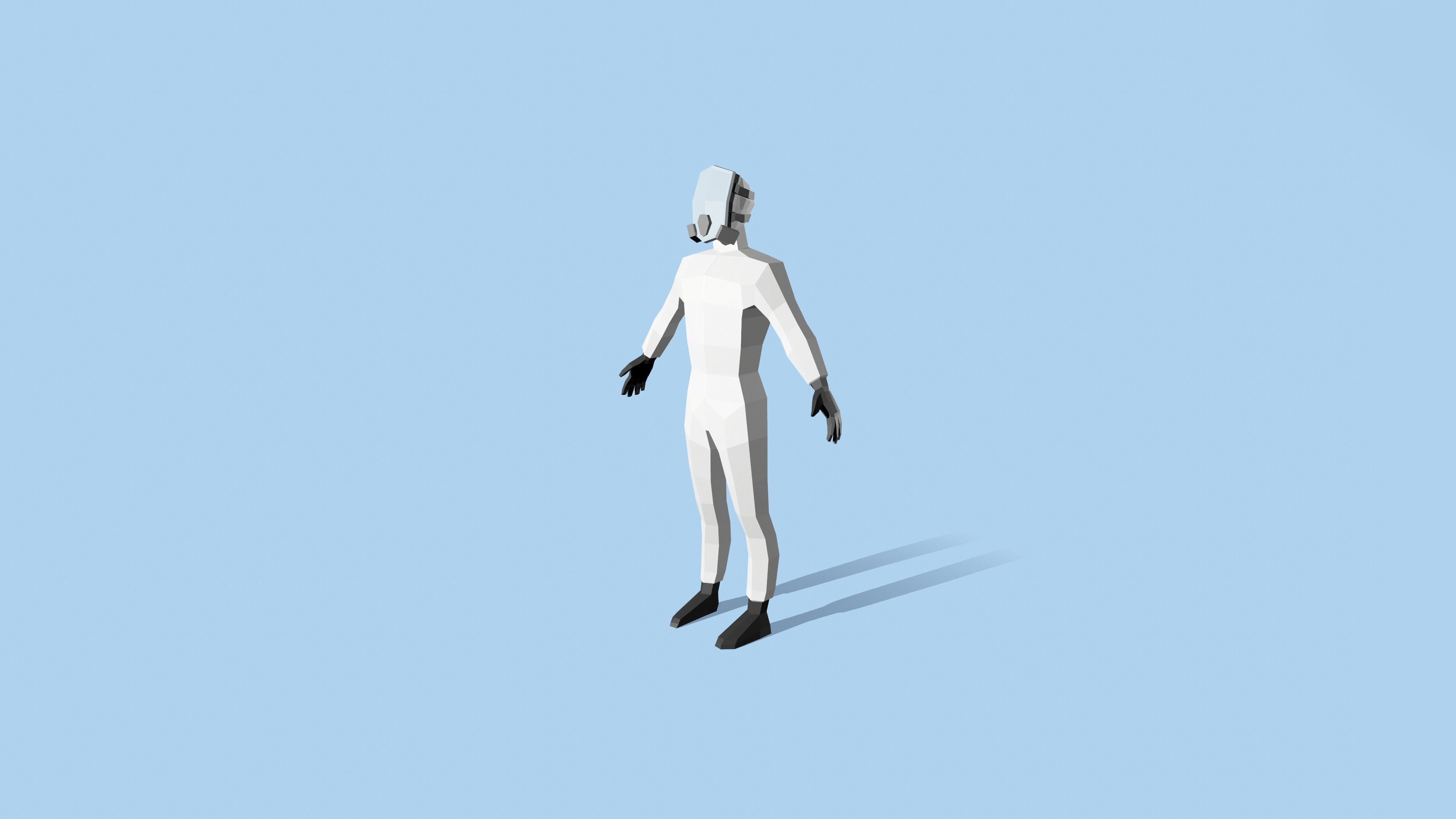Hazmat man in gas mask Free low-poly 3D model_4