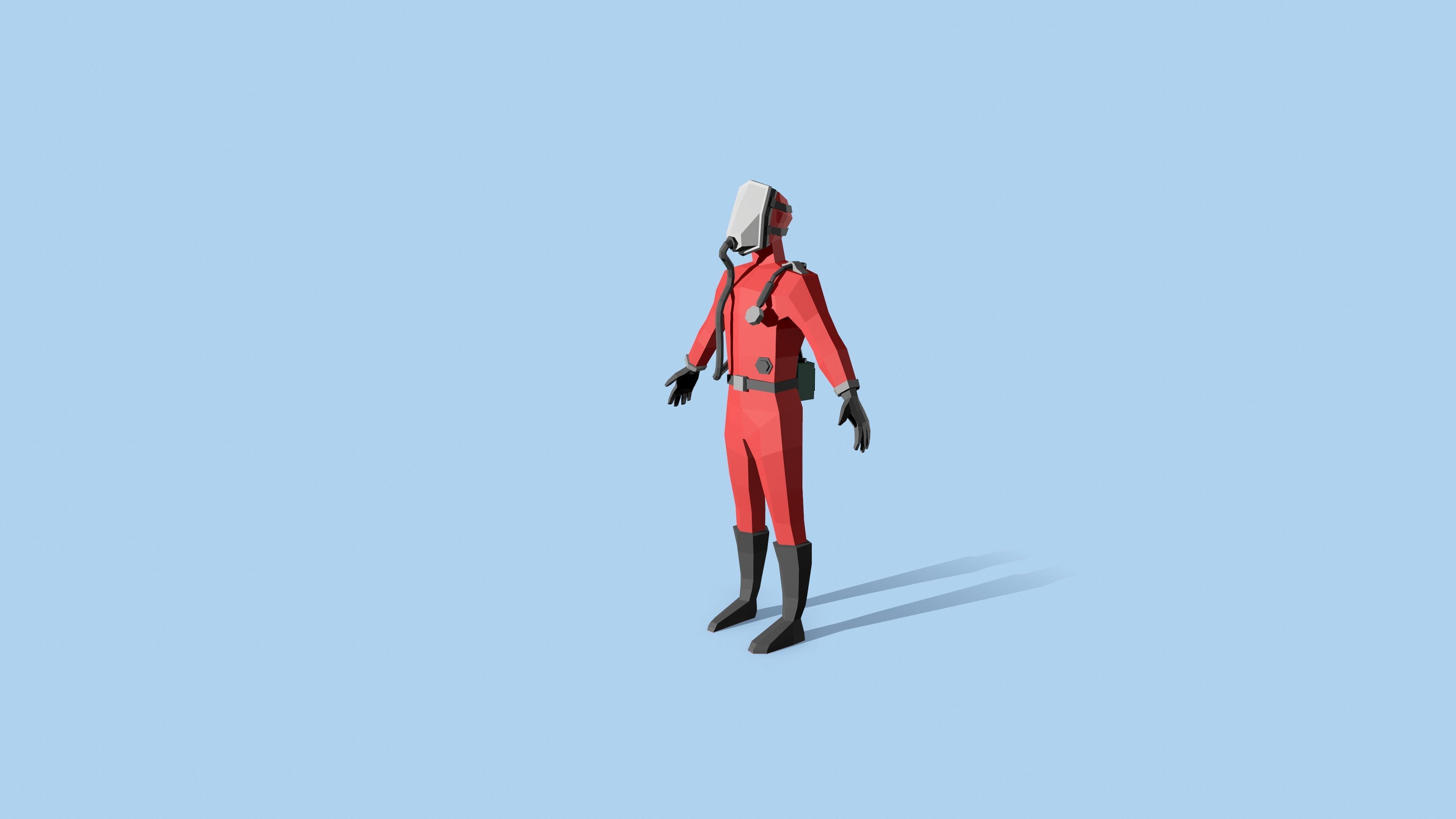 Hazmat man in gas mask Free low-poly 3D model_12