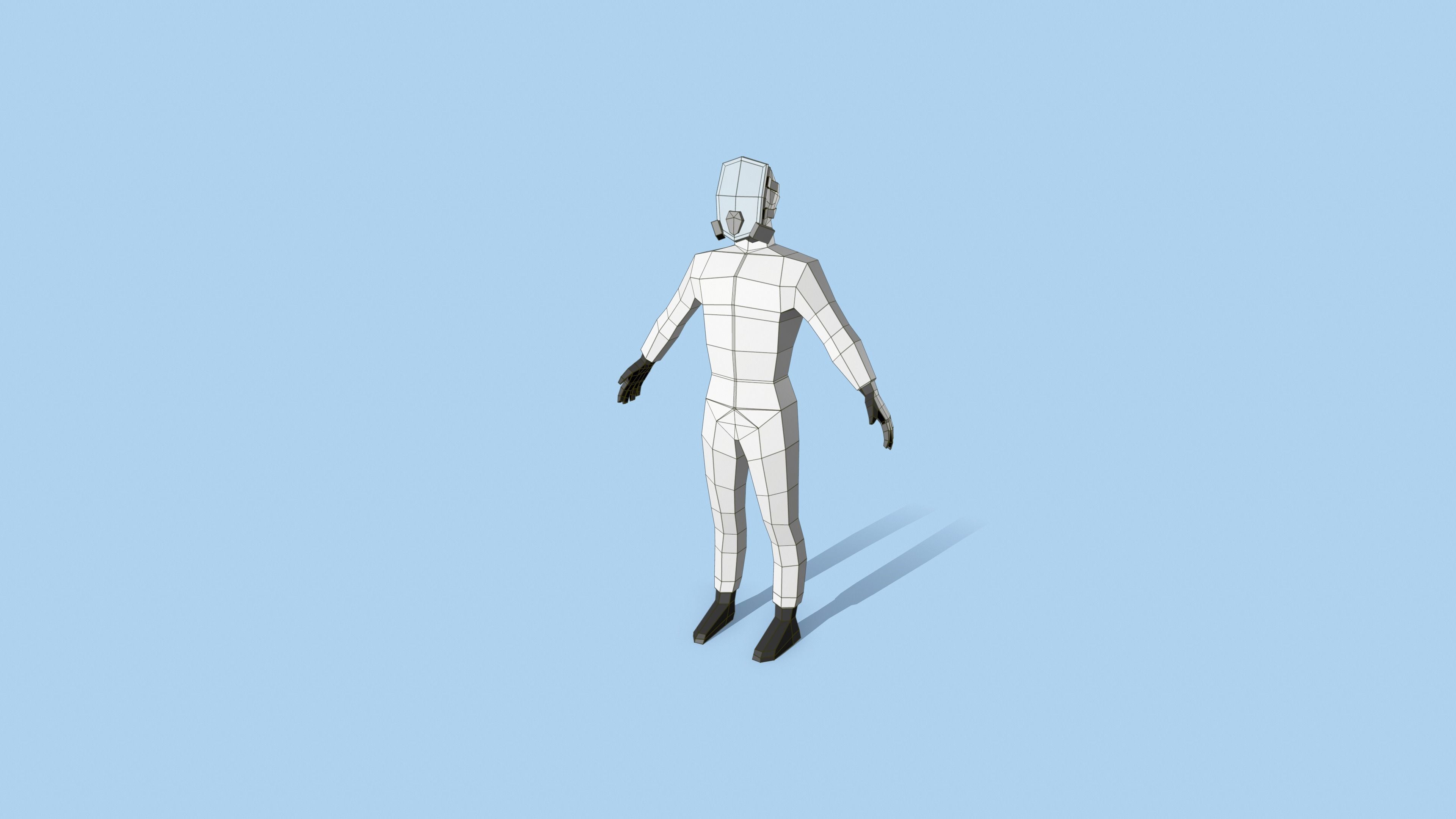 Hazmat man in gas mask Free low-poly 3D model_7