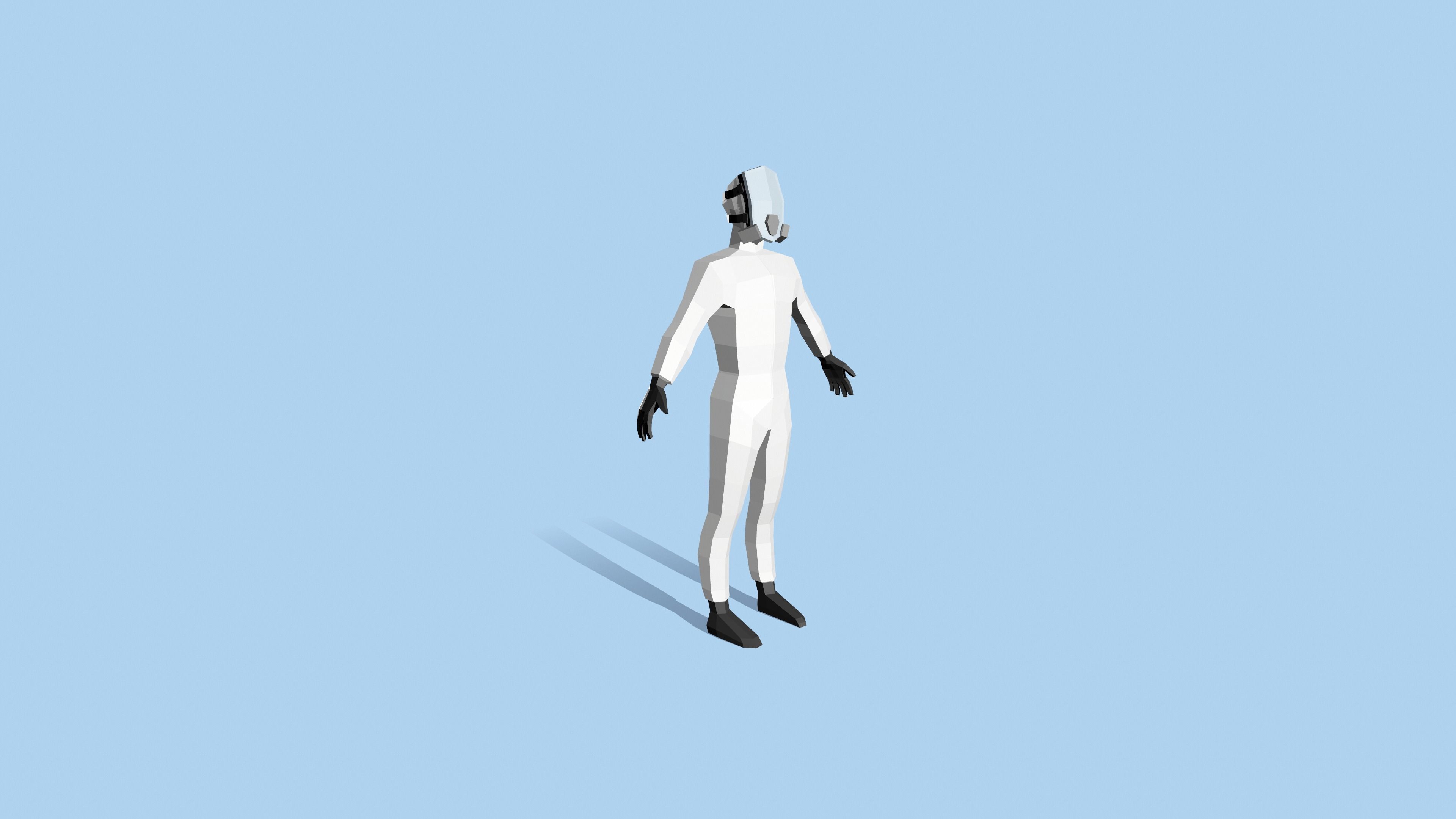 Hazmat man in gas mask Free low-poly 3D model_5