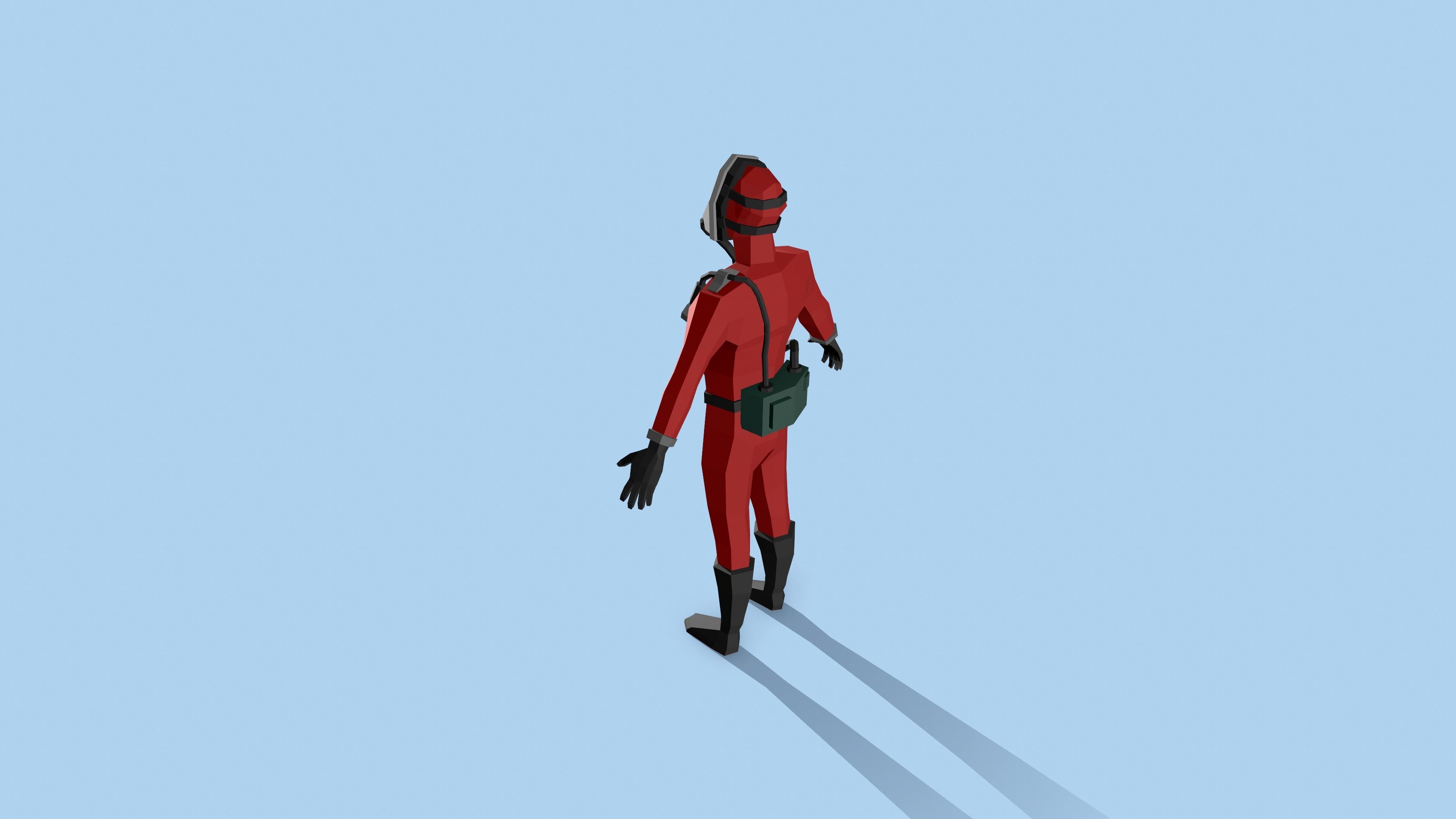 Hazmat man in gas mask Free low-poly 3D model_14