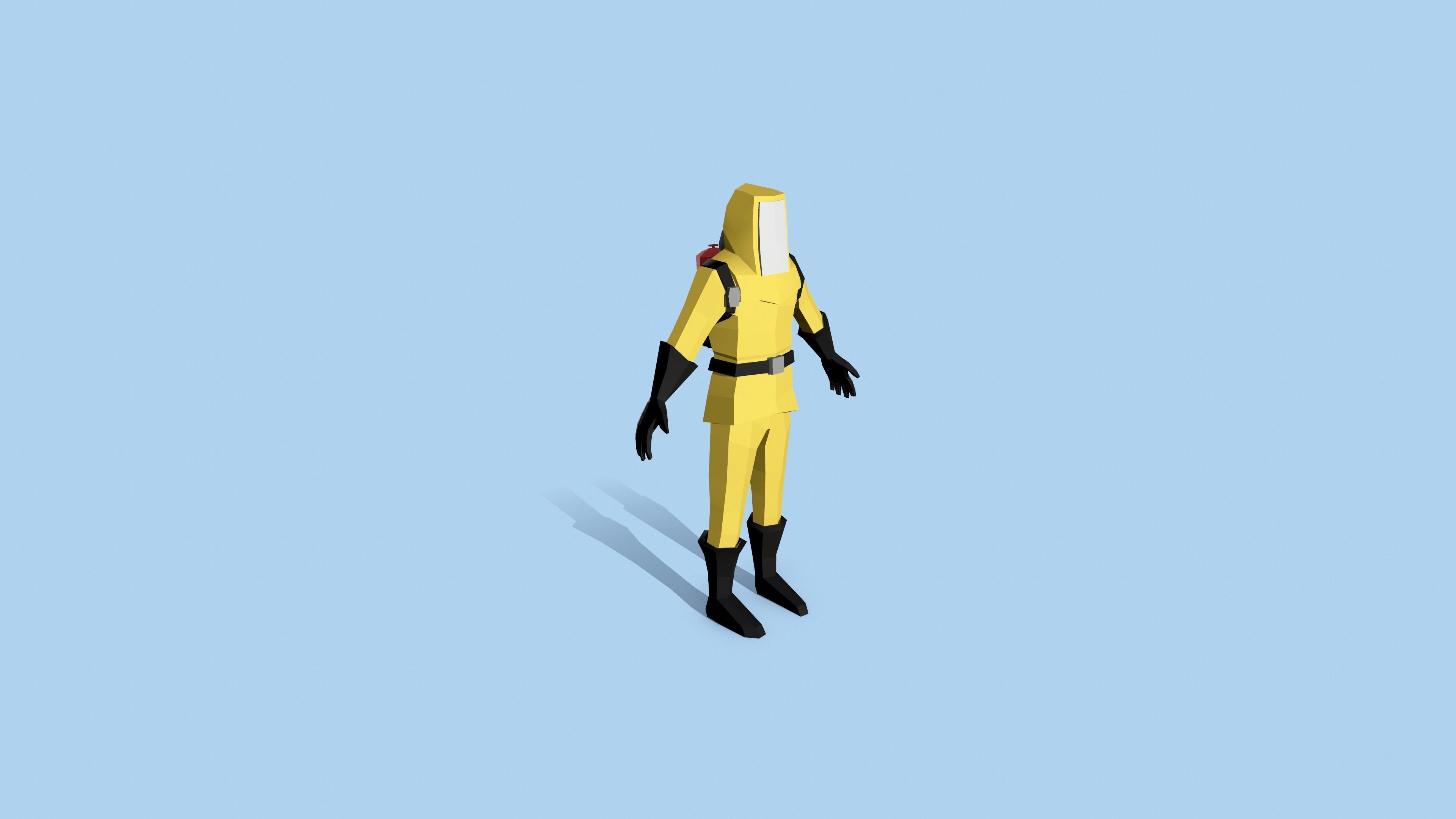 Hazmat man in gas mask Free low-poly 3D model_9