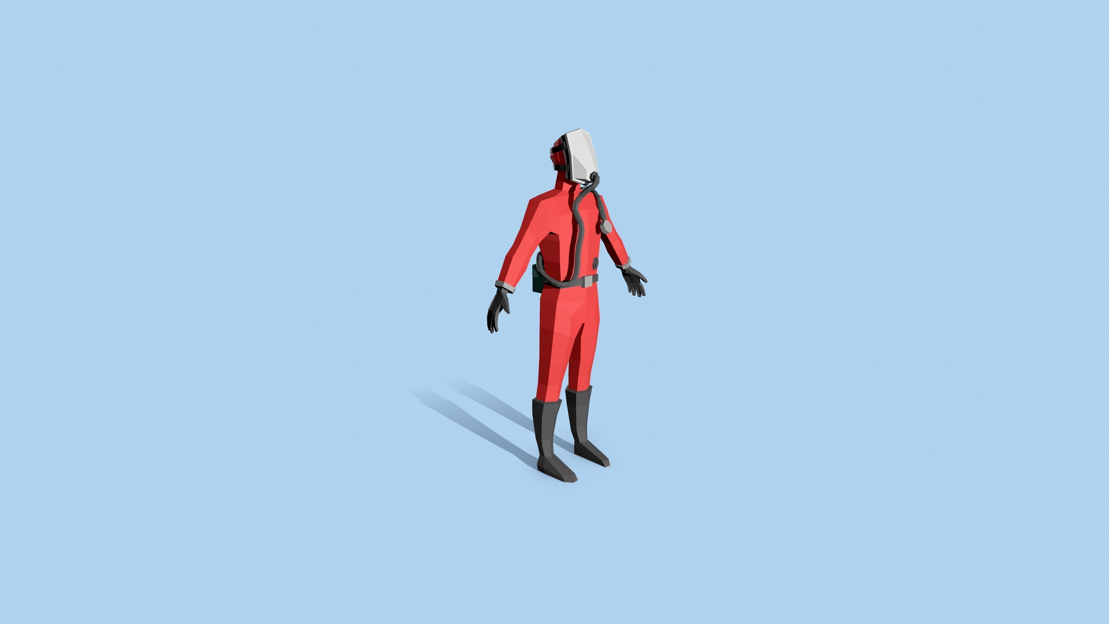 Hazmat man in gas mask Free low-poly 3D model_13
