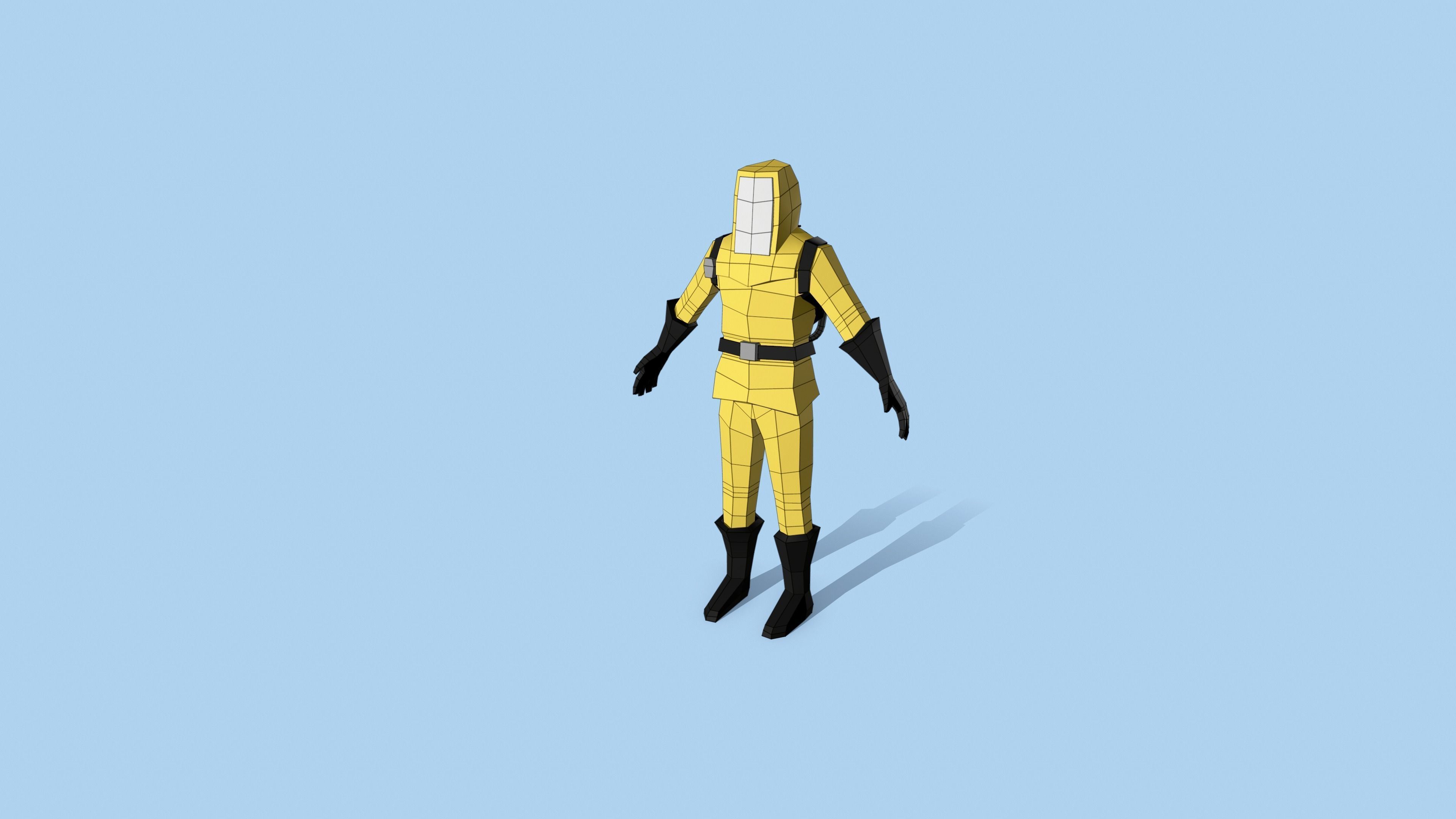 Hazmat man in gas mask Free low-poly 3D model_11