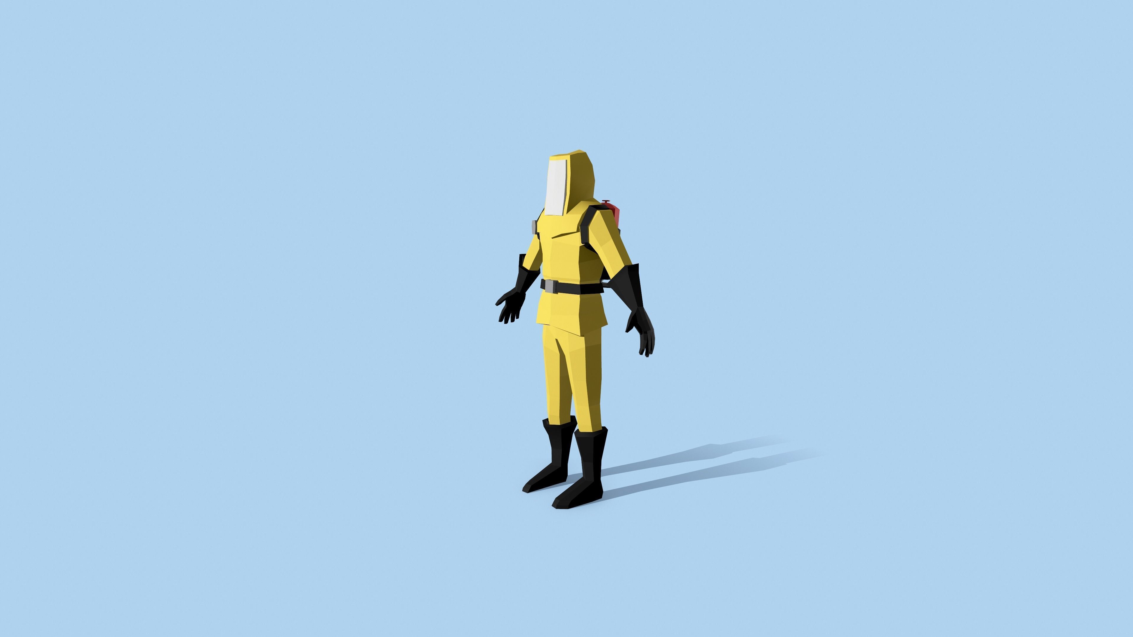 Hazmat man in gas mask Free low-poly 3D model_8
