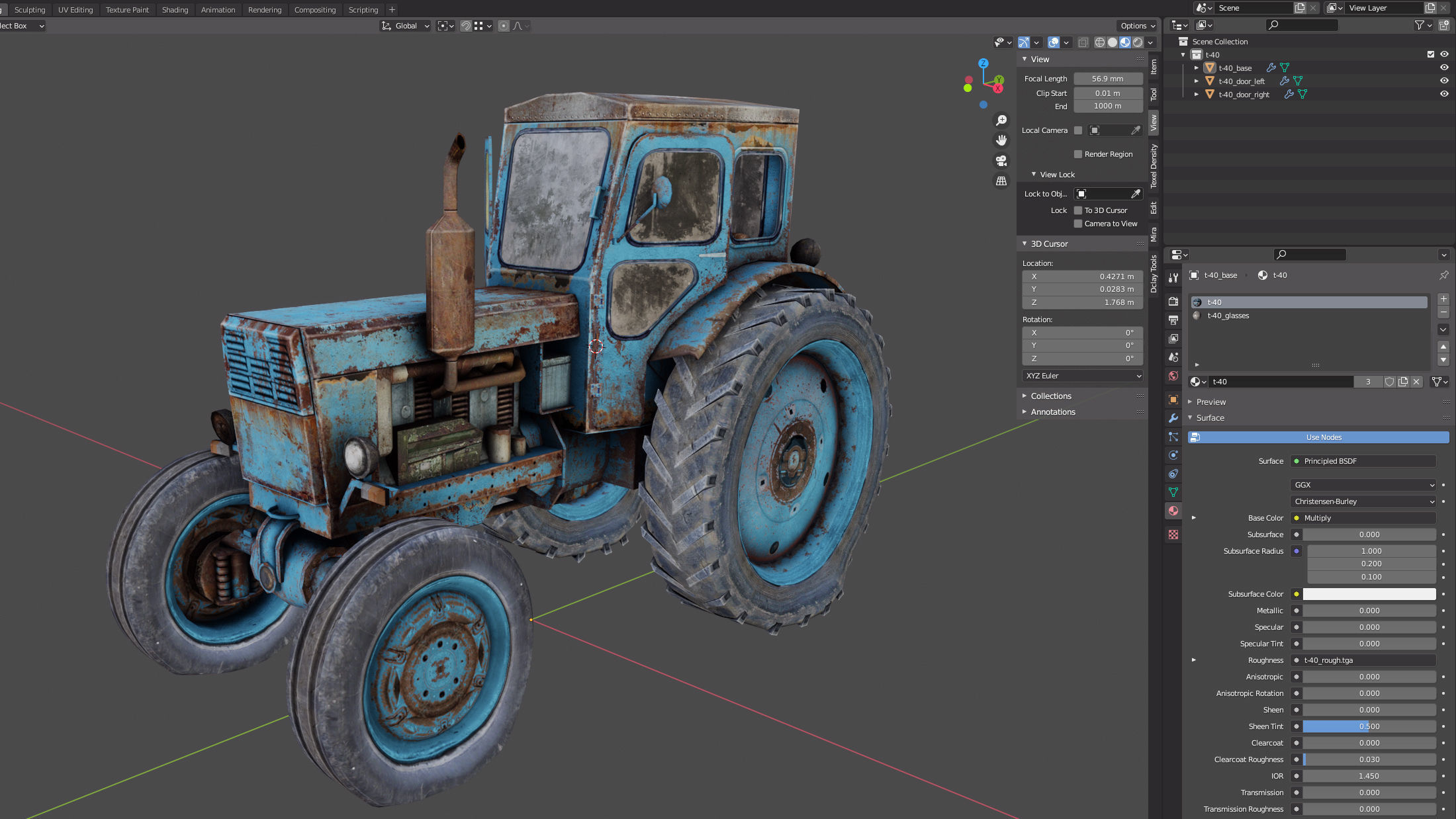 T-40 Tractor Low-Poly Low-poly 3D model_7