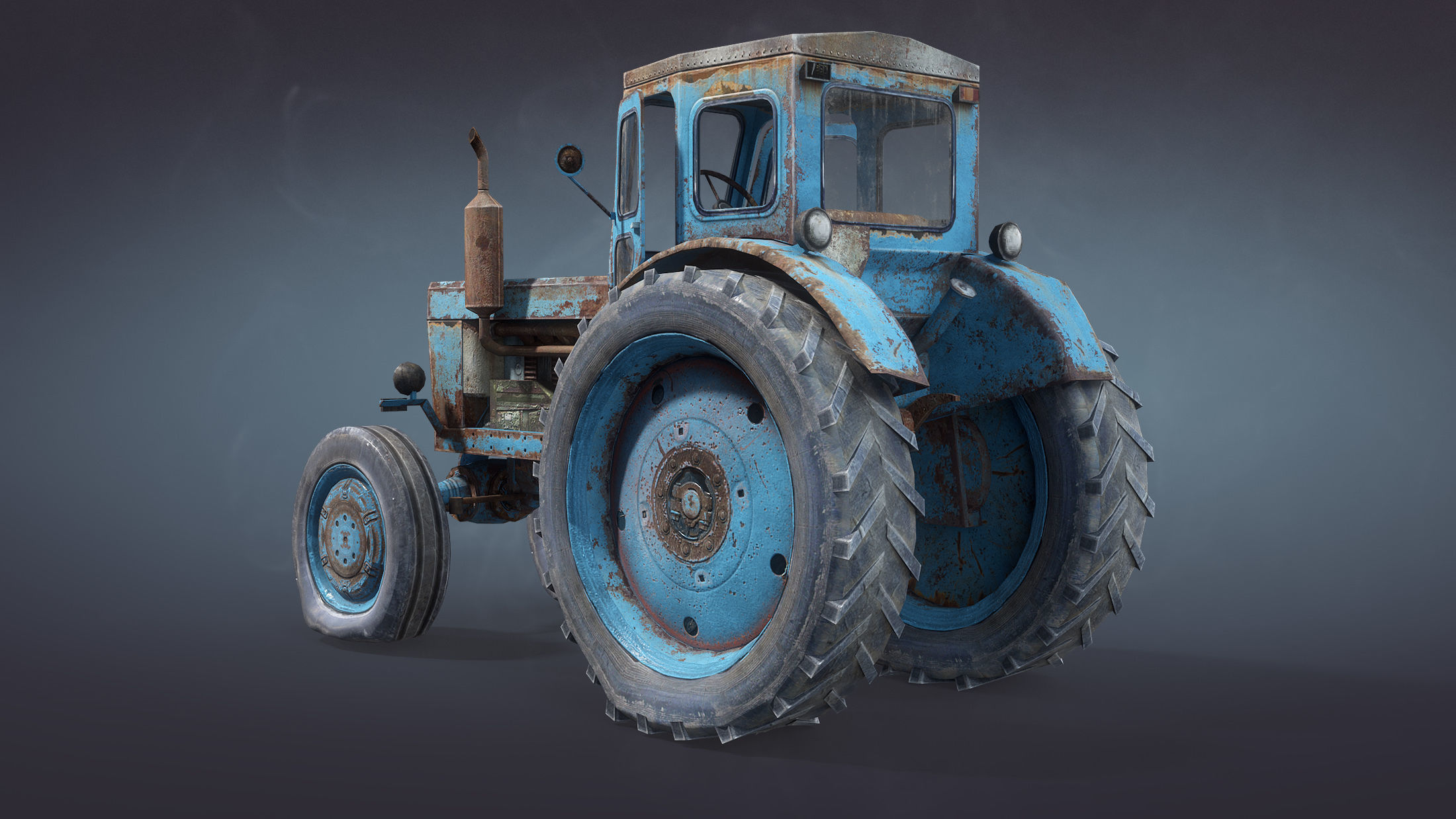 T-40 Tractor Low-Poly Low-poly 3D model_2