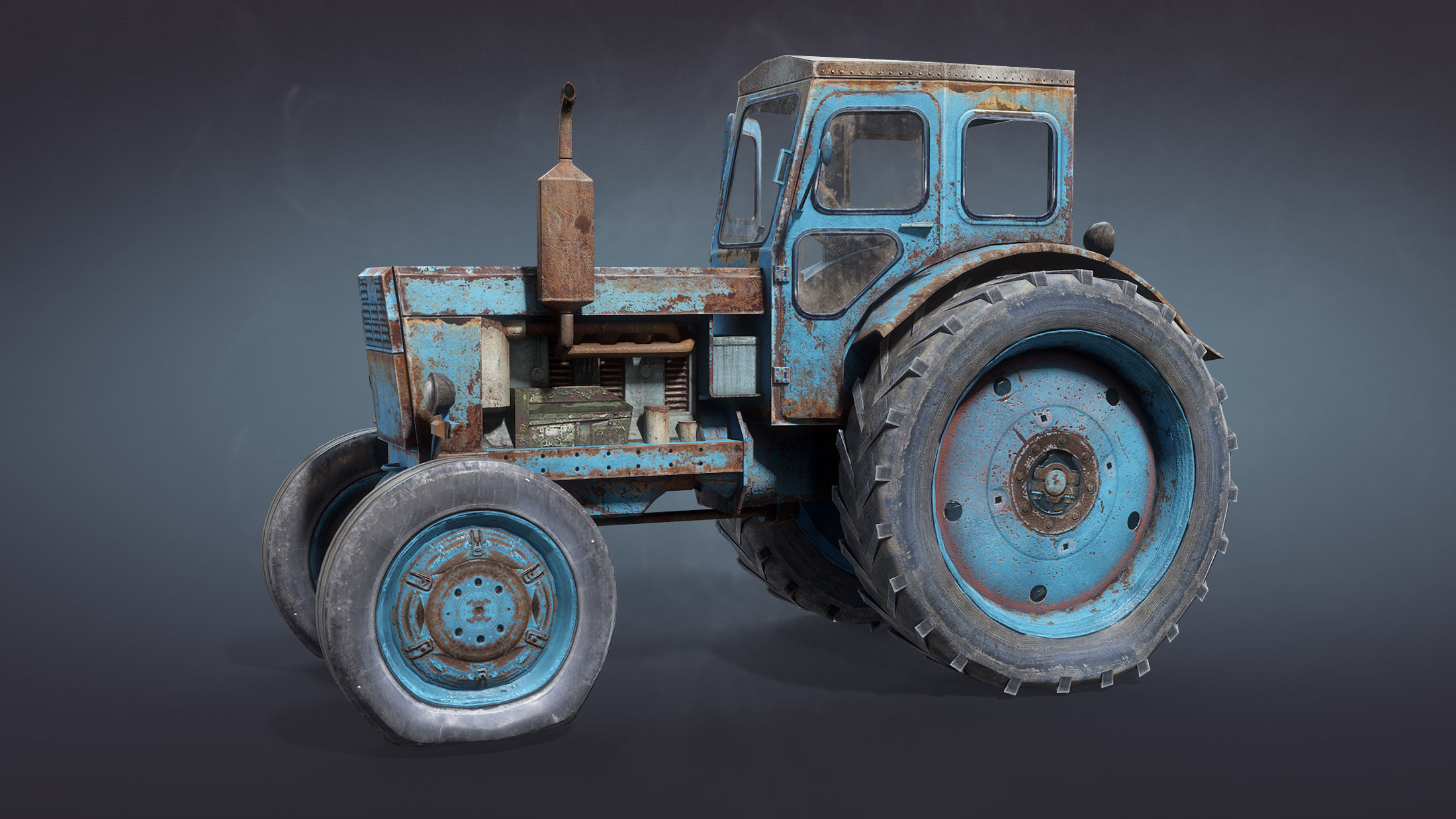 T-40 Tractor Low-Poly Low-poly 3D model_1