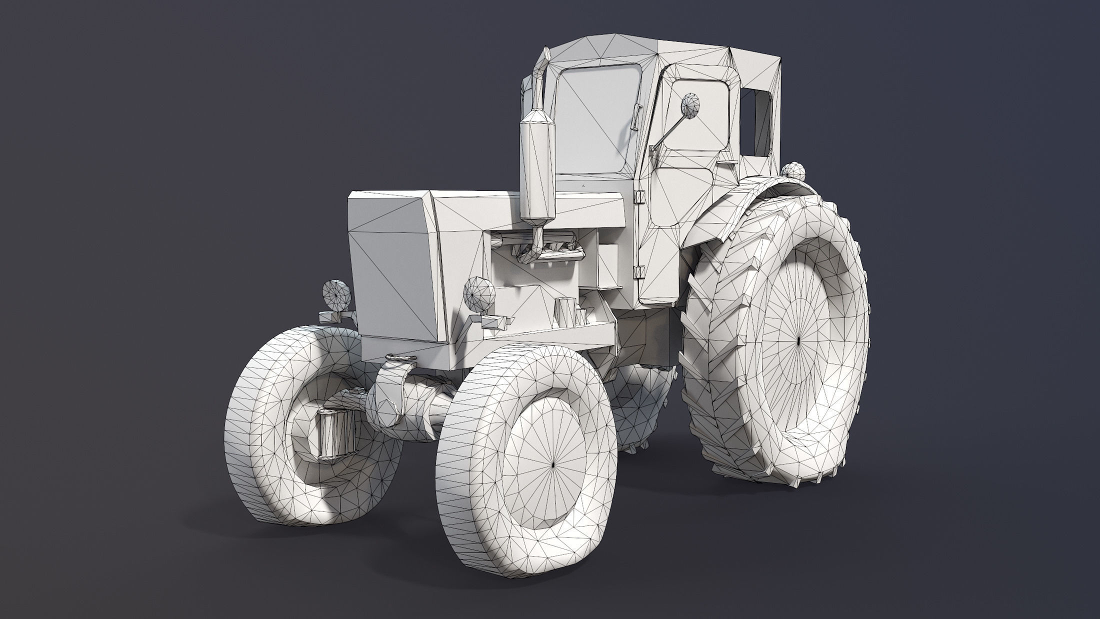 T-40 Tractor Low-Poly Low-poly 3D model_5