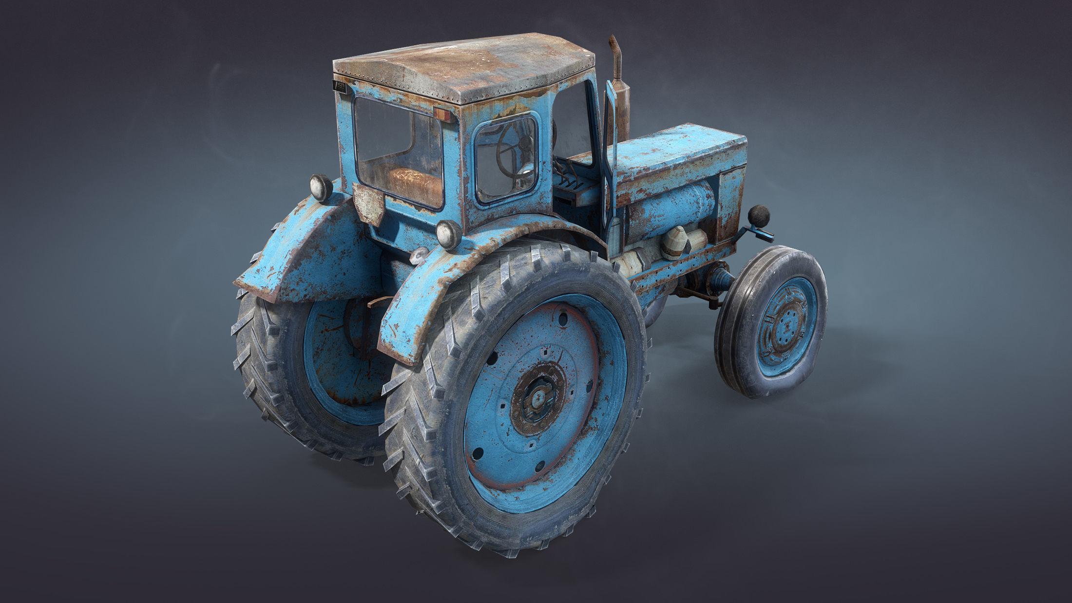T-40 Tractor Low-Poly Low-poly 3D model_3