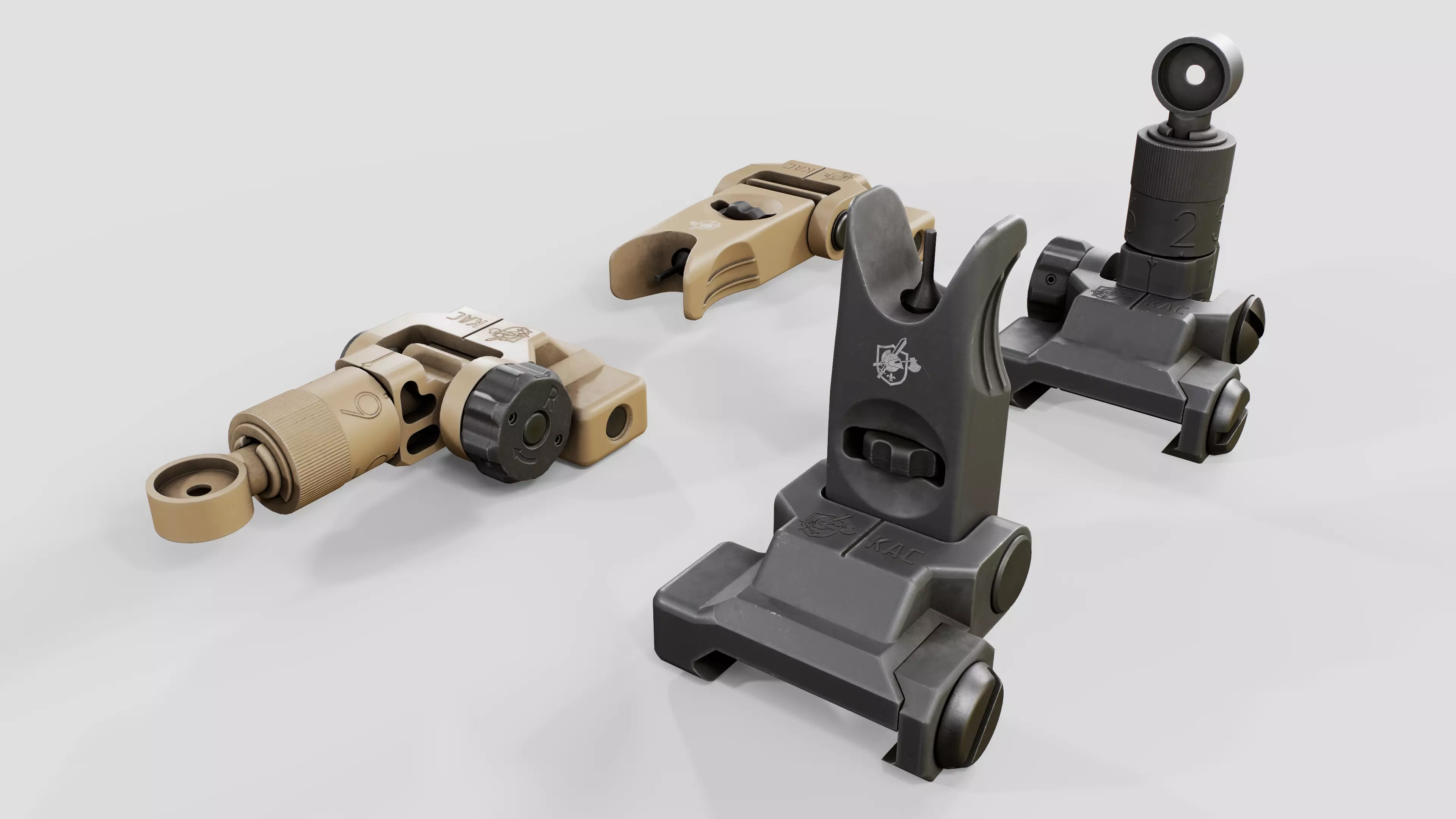 Knights Armament Micro Flip Up Backup Iron Sights Low-poly 3D model_0