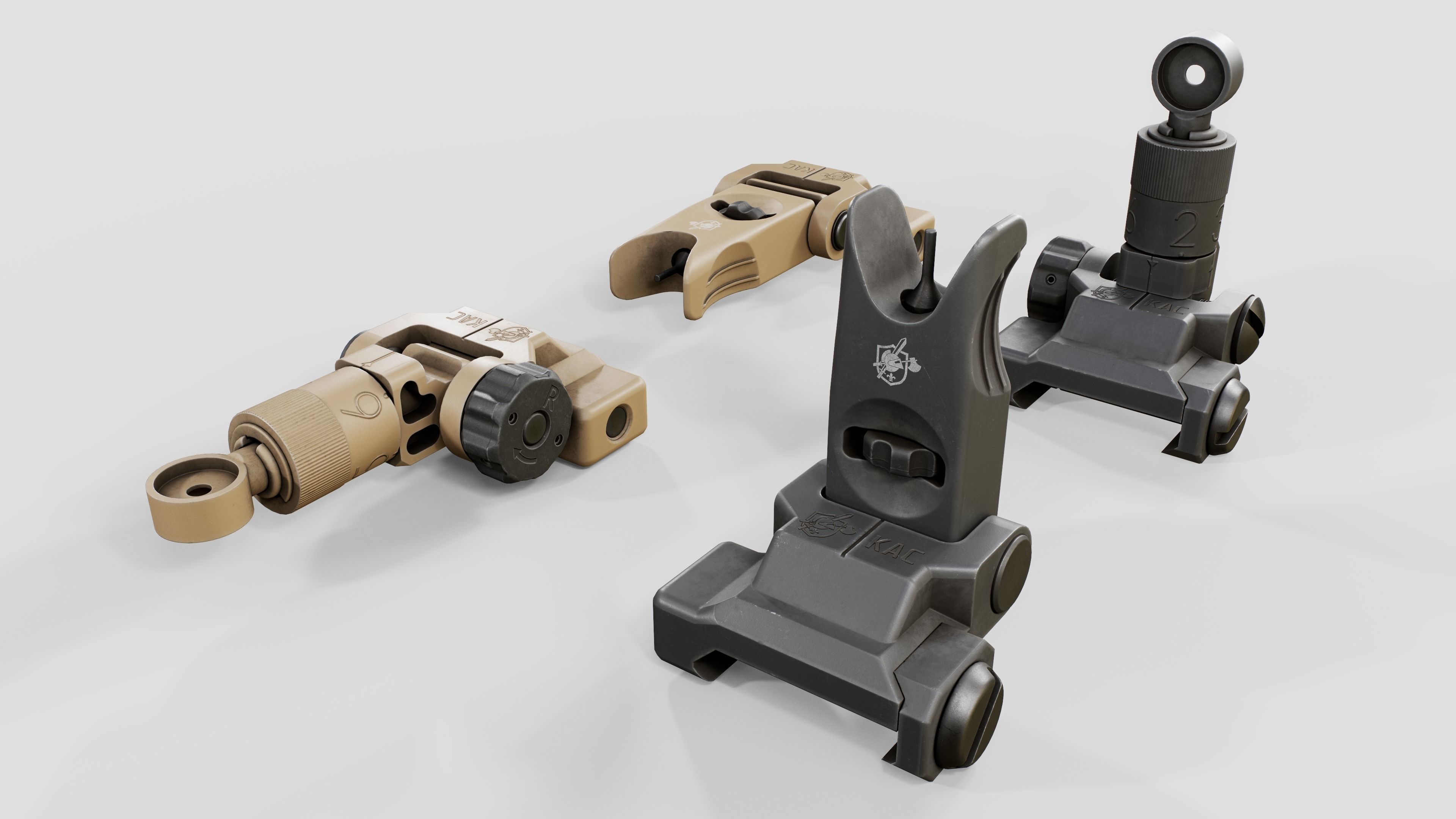 3D model Knights Armament Micro Flip Up Backup Iron Sights VR / AR