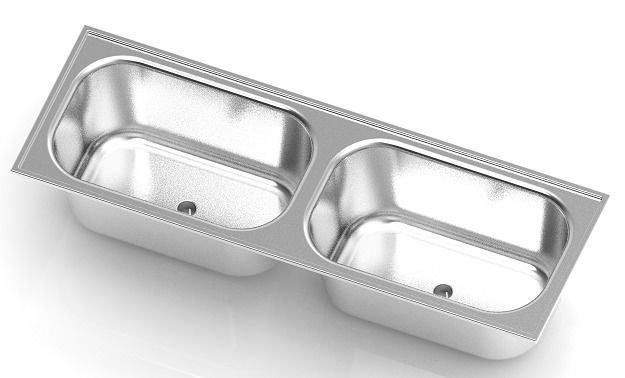 Double Bowl Kitchen Sink 3D print model_1