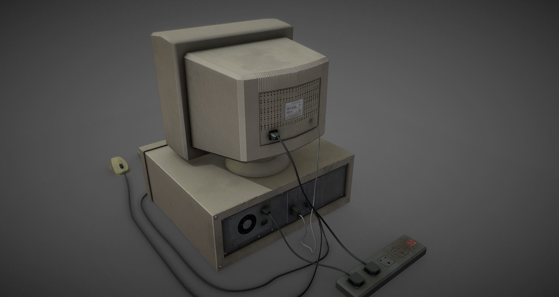 old pc Low-poly 3D model_2