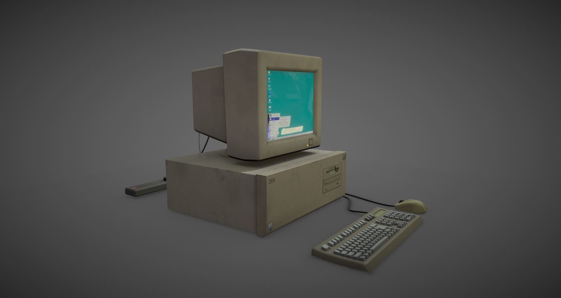 old pc Low-poly 3D model_3