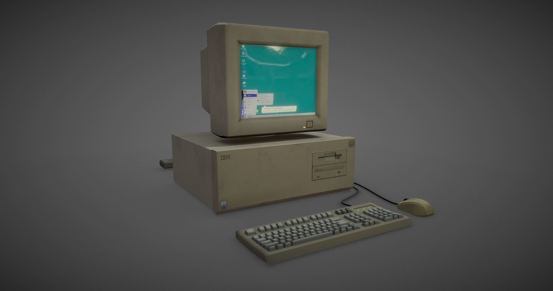 old pc Low-poly 3D model_1