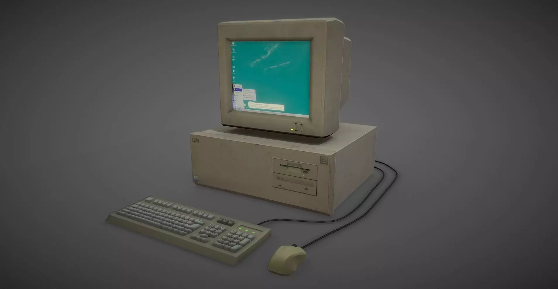old pc Low-poly 3D model_0