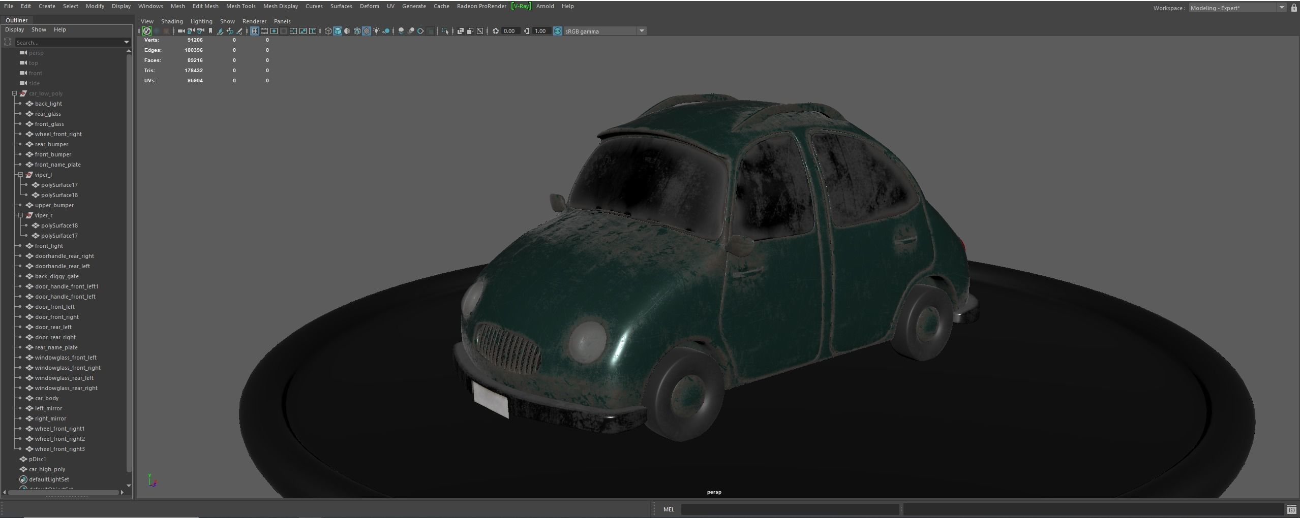 Cartoon car Low-poly 3D model_15