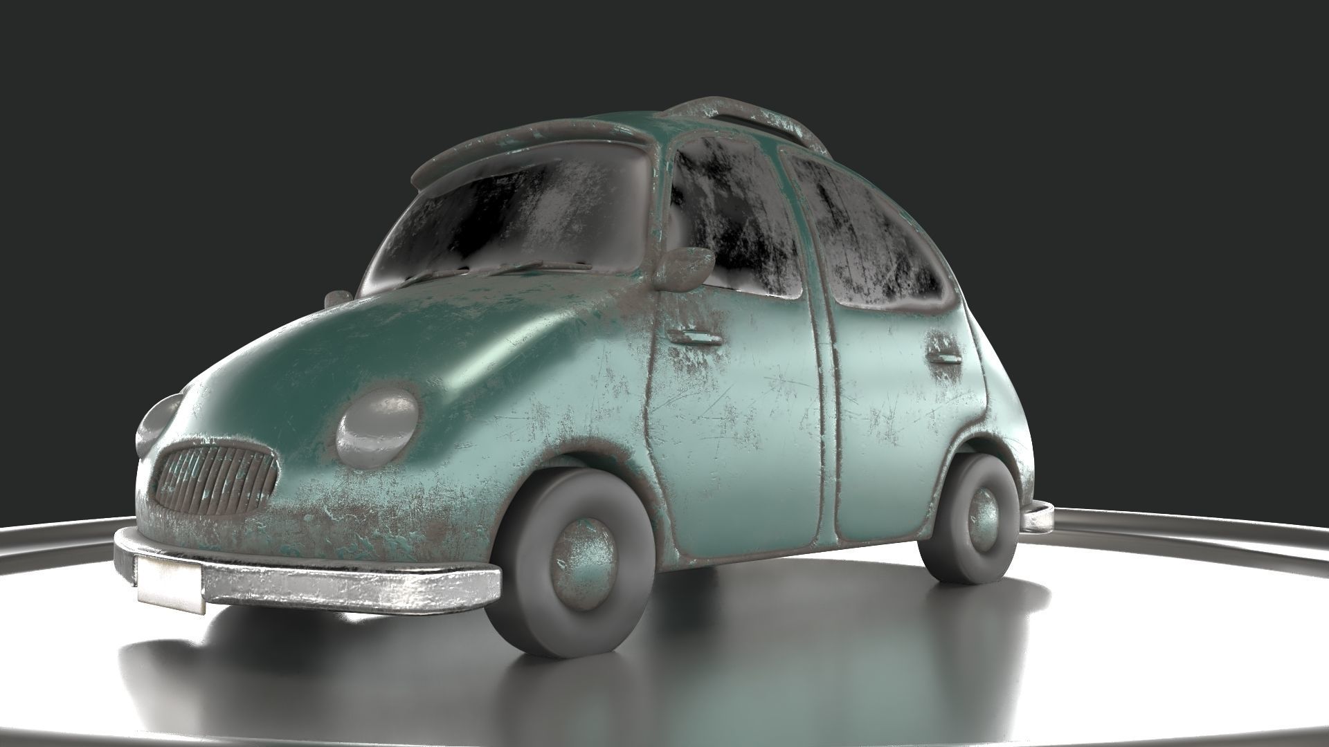 Cartoon car Low-poly 3D model_2