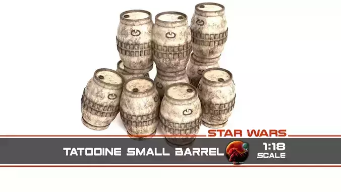 Tatooine Small Barrels  1-18 scale Free 3D print model