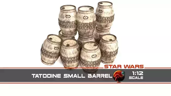 Tantooine Small Barrels  1-12 scale Free 3D print model