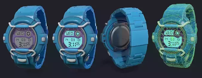 lowpoly digital watch PBR