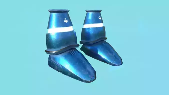 Sci-Fi Boots 02 - Character Design - Megaman Robot Style Low-poly 3D model