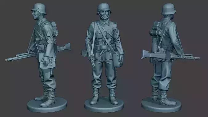 German soldier ww2 MG42 Stand G7 3D print model