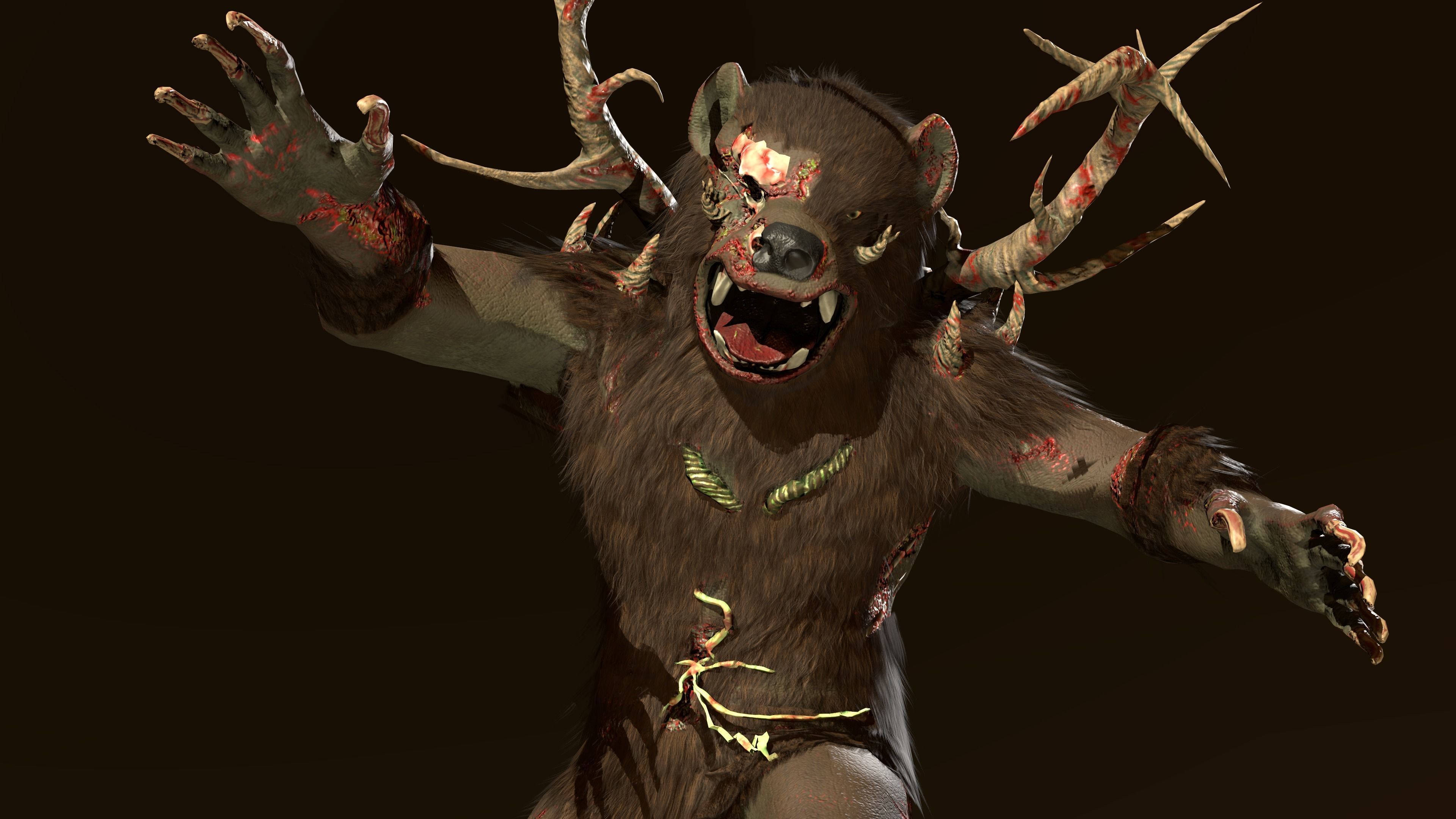 Zombie bear Low-poly 3D model_3