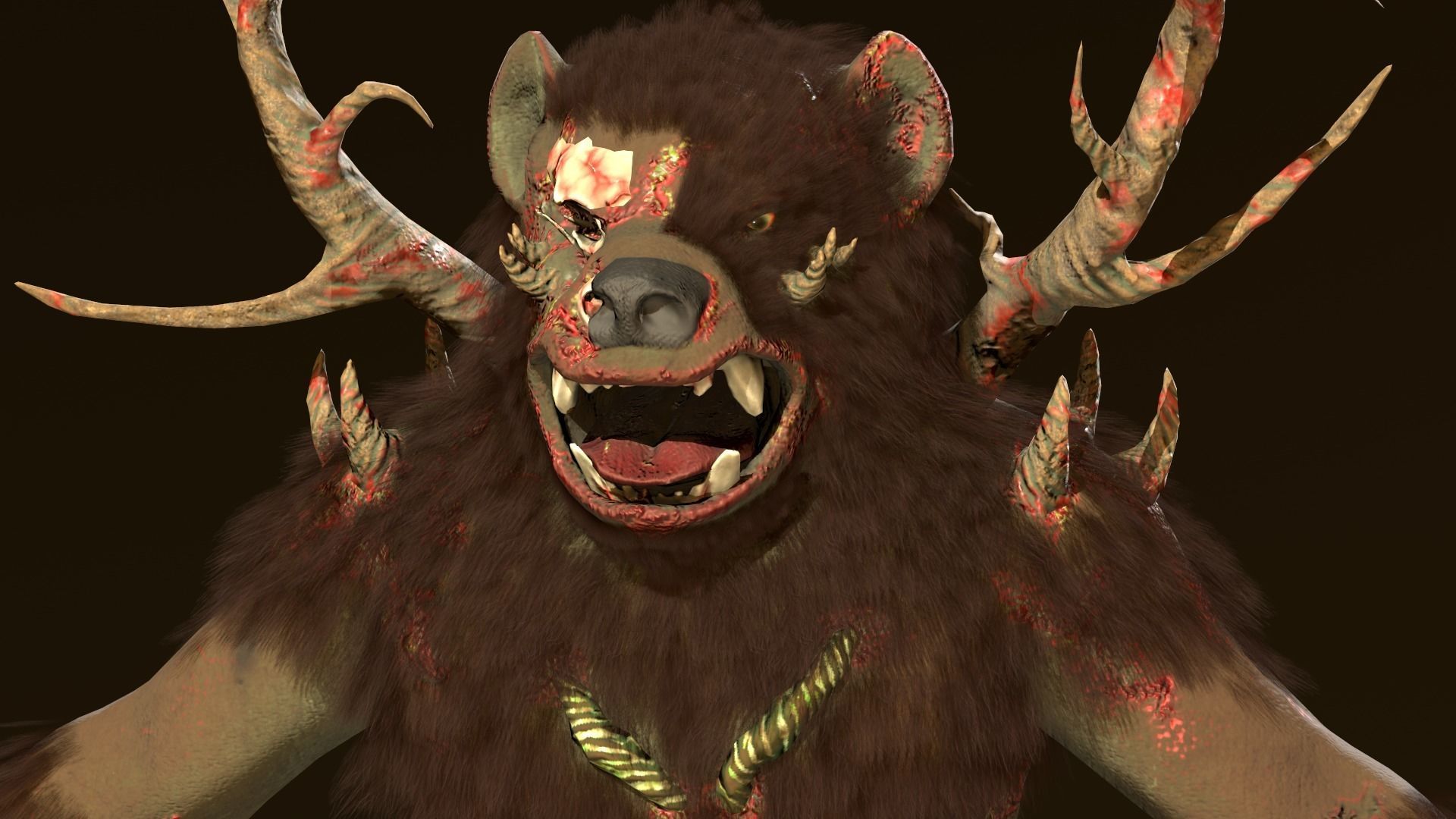 Zombie bear Low-poly 3D model_13
