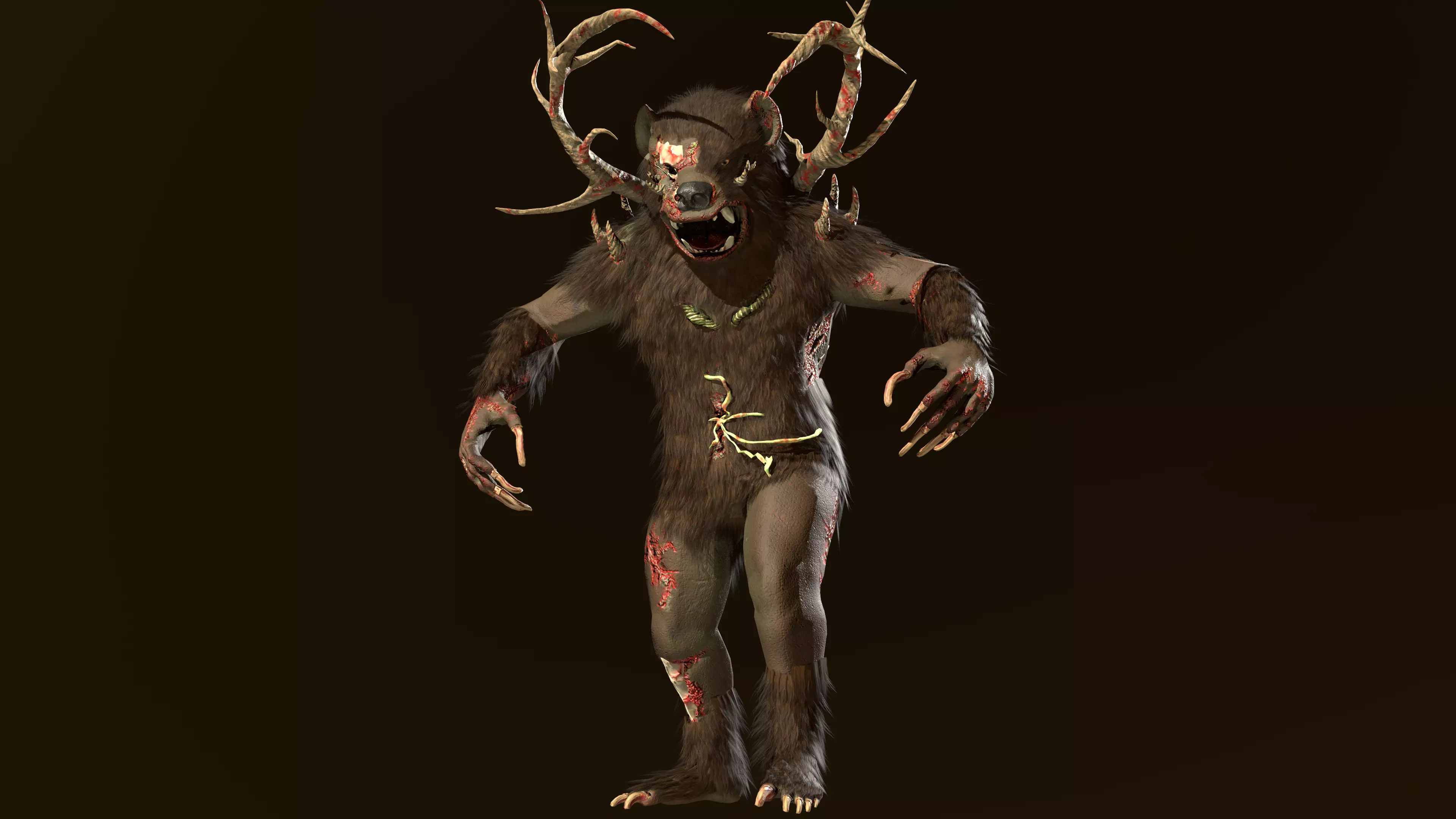 Zombie bear Low-poly 3D model_0