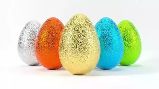 Glittering easter egg with 4K PBR textures and 5 colors