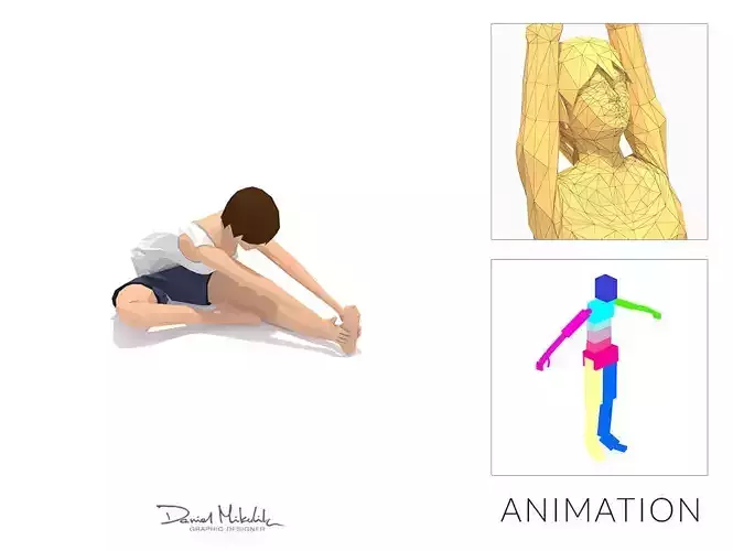 Head to Knee Pose Yoga Exercise Woman Animation Low-poly 3D model
