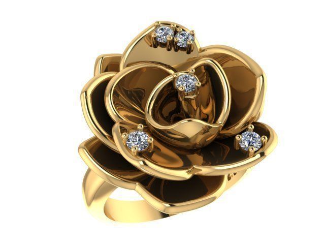 Flower ring 3D print model_2