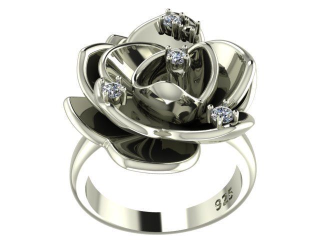 Flower ring 3D print model_1