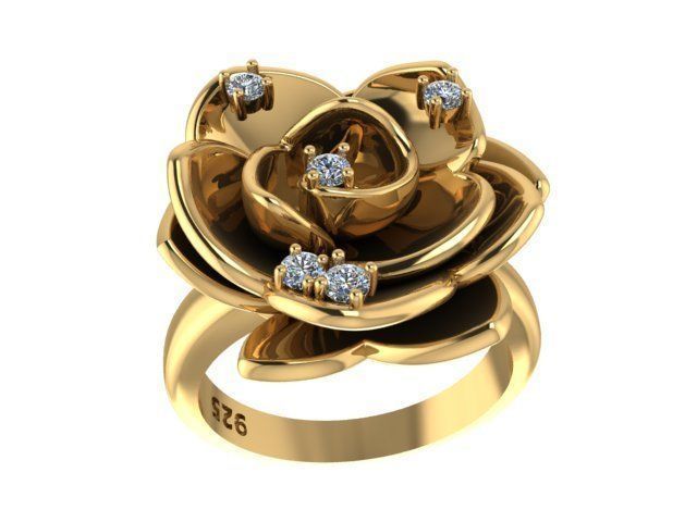 Flower ring 3D print model_4