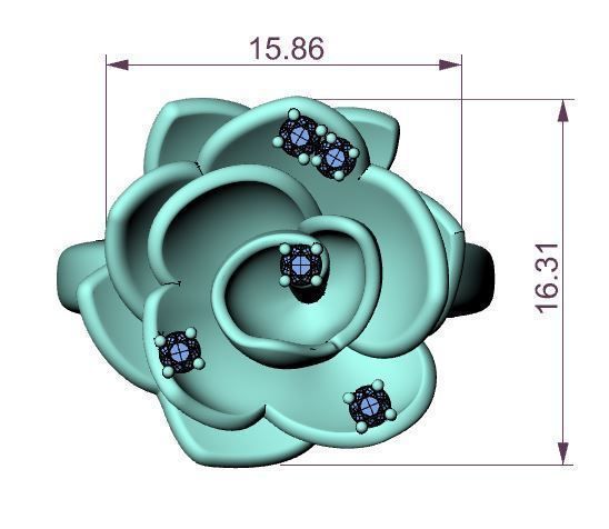 Flower ring 3D print model_5