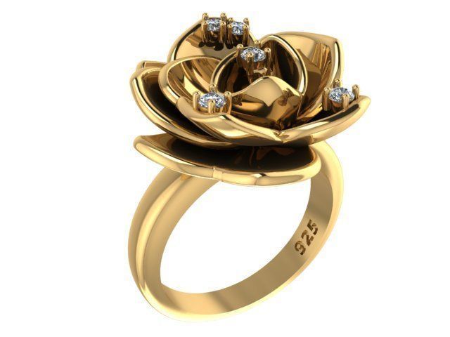 Flower ring 3D print model_3