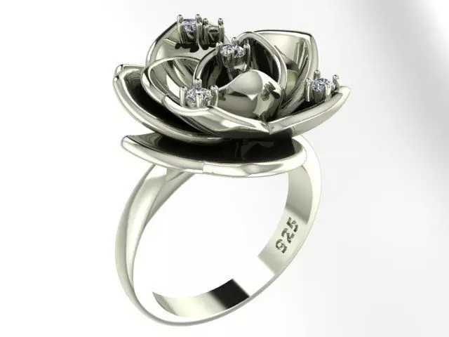 Flower ring 3D print model_0