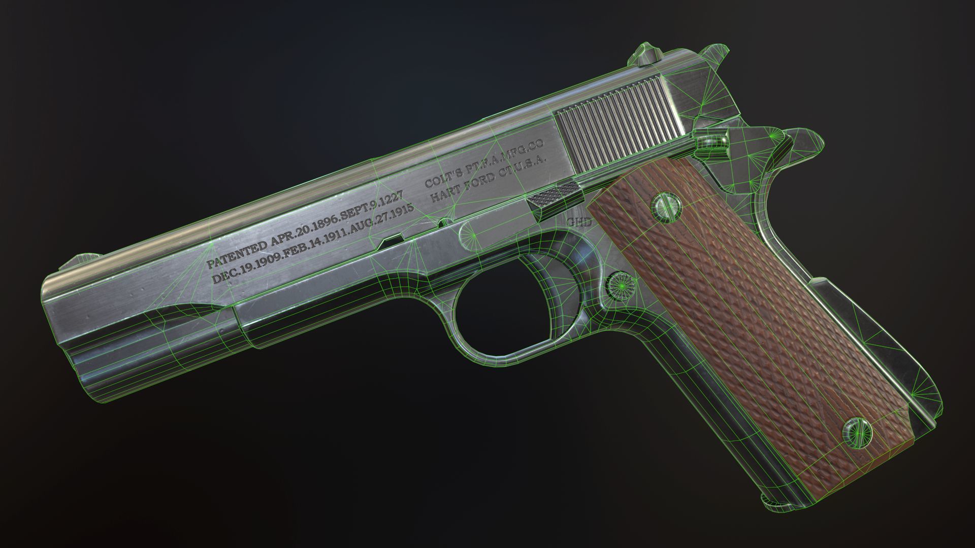 Colt 1911 Low-poly 3D model_11