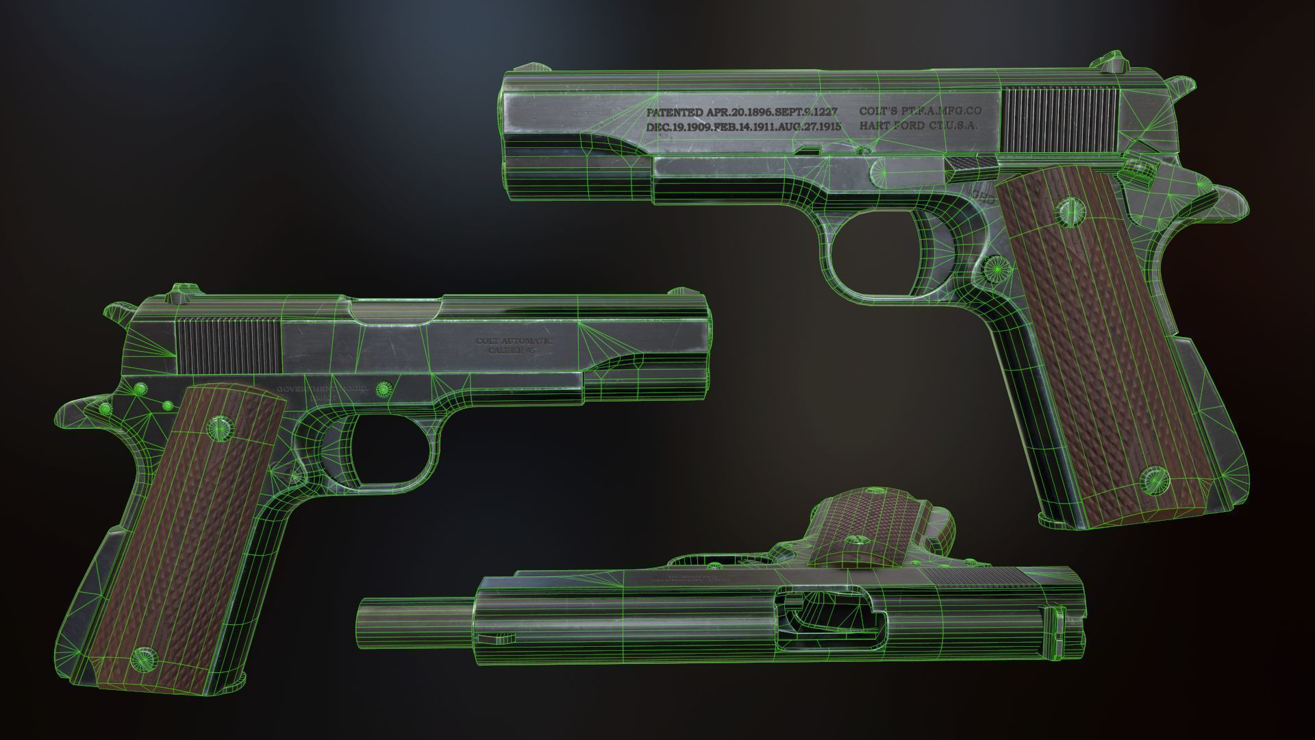Colt 1911 Low-poly 3D model_13