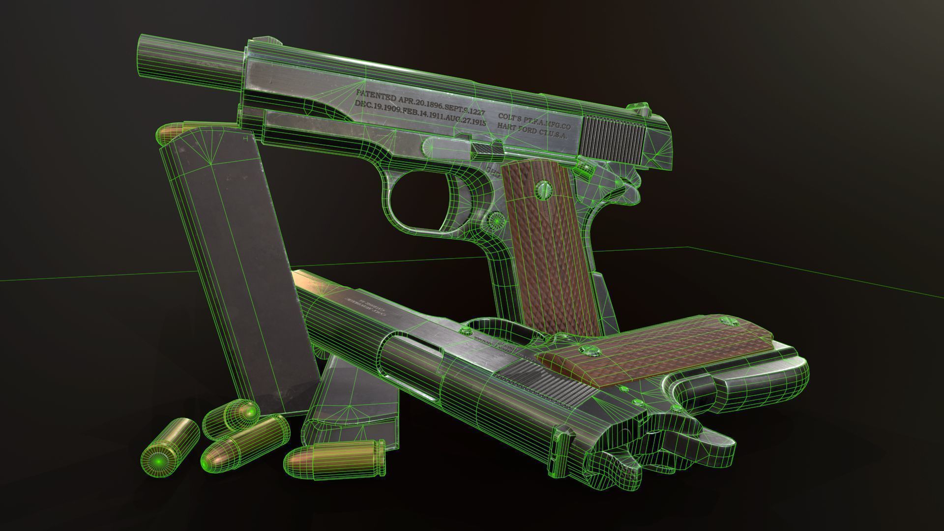 Colt 1911 Low-poly 3D model_8