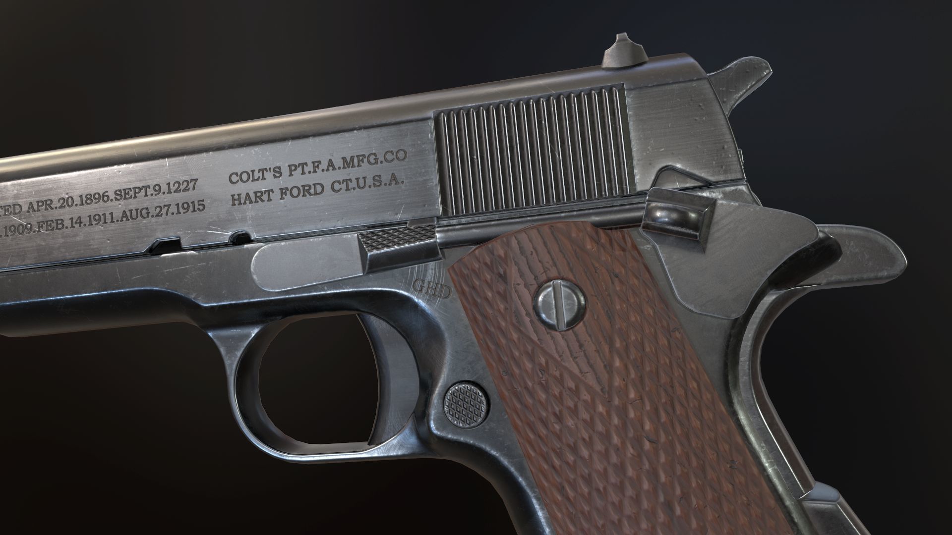 Colt 1911 Low-poly 3D model_4