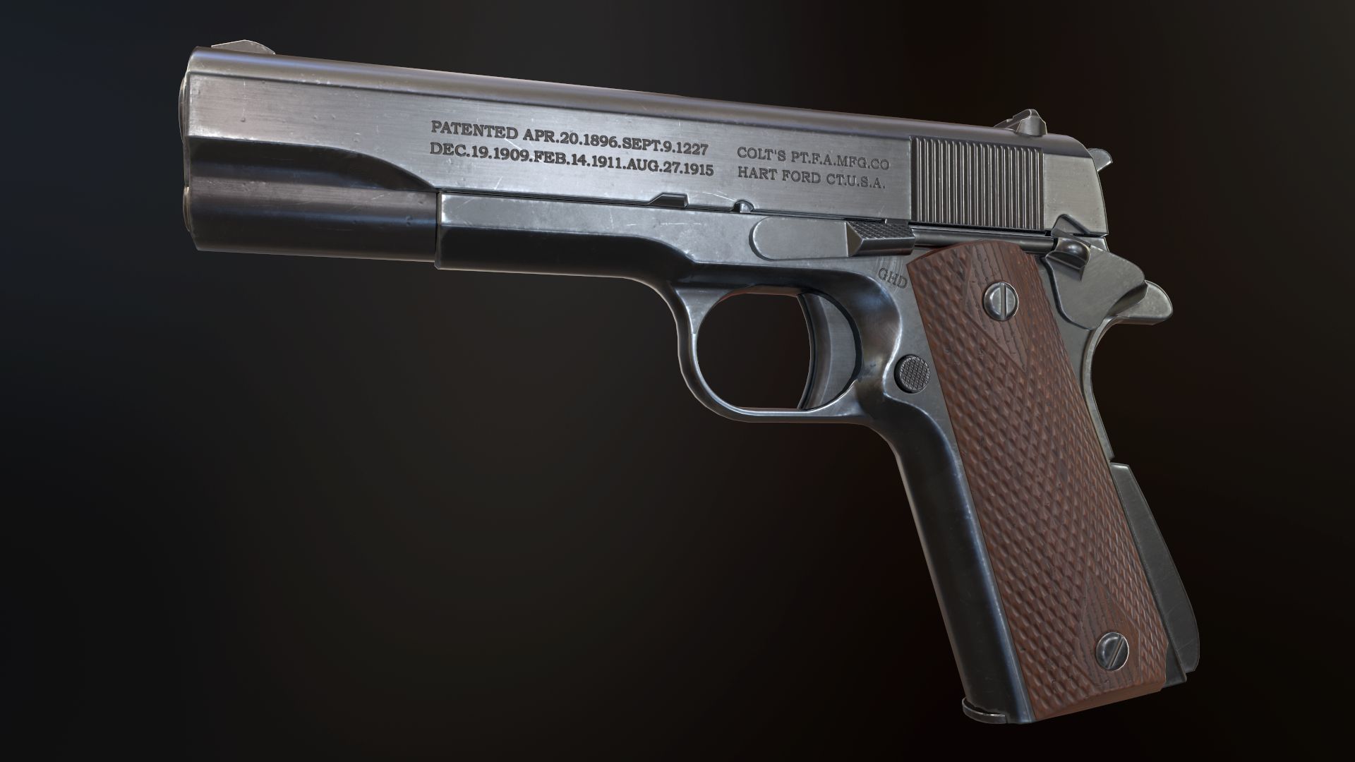 Colt 1911 Low-poly 3D model_2