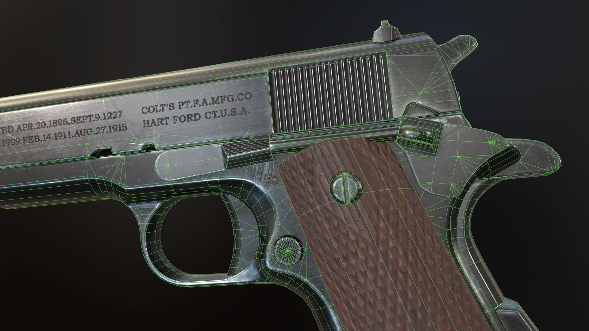 Colt 1911 Low-poly 3D model_12