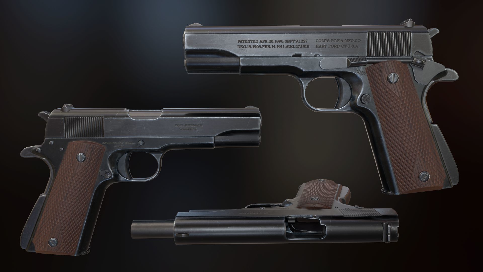 Colt 1911 Low-poly 3D model_5