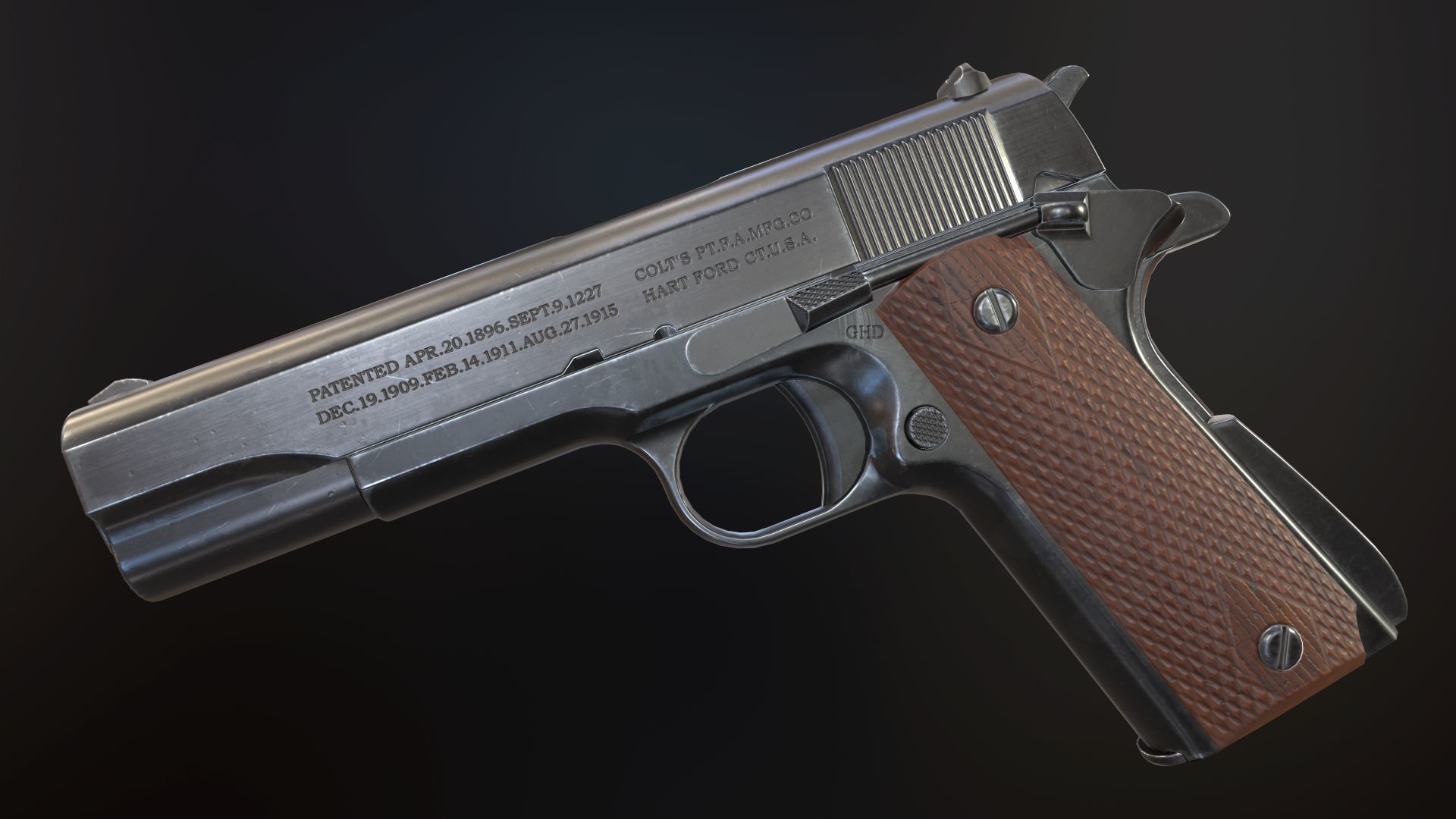 Colt 1911 Low-poly 3D model_3