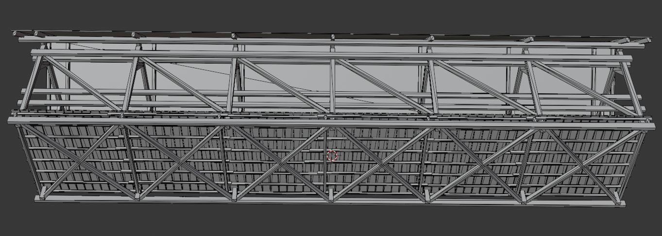 Wooden Covered Bridge Low-poly 3D model_8