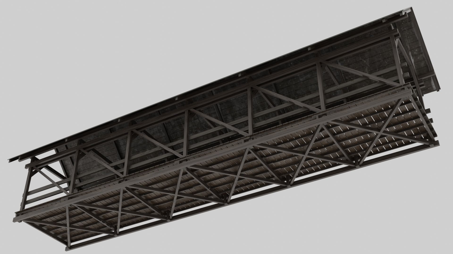 Wooden Covered Bridge Low-poly 3D model_3