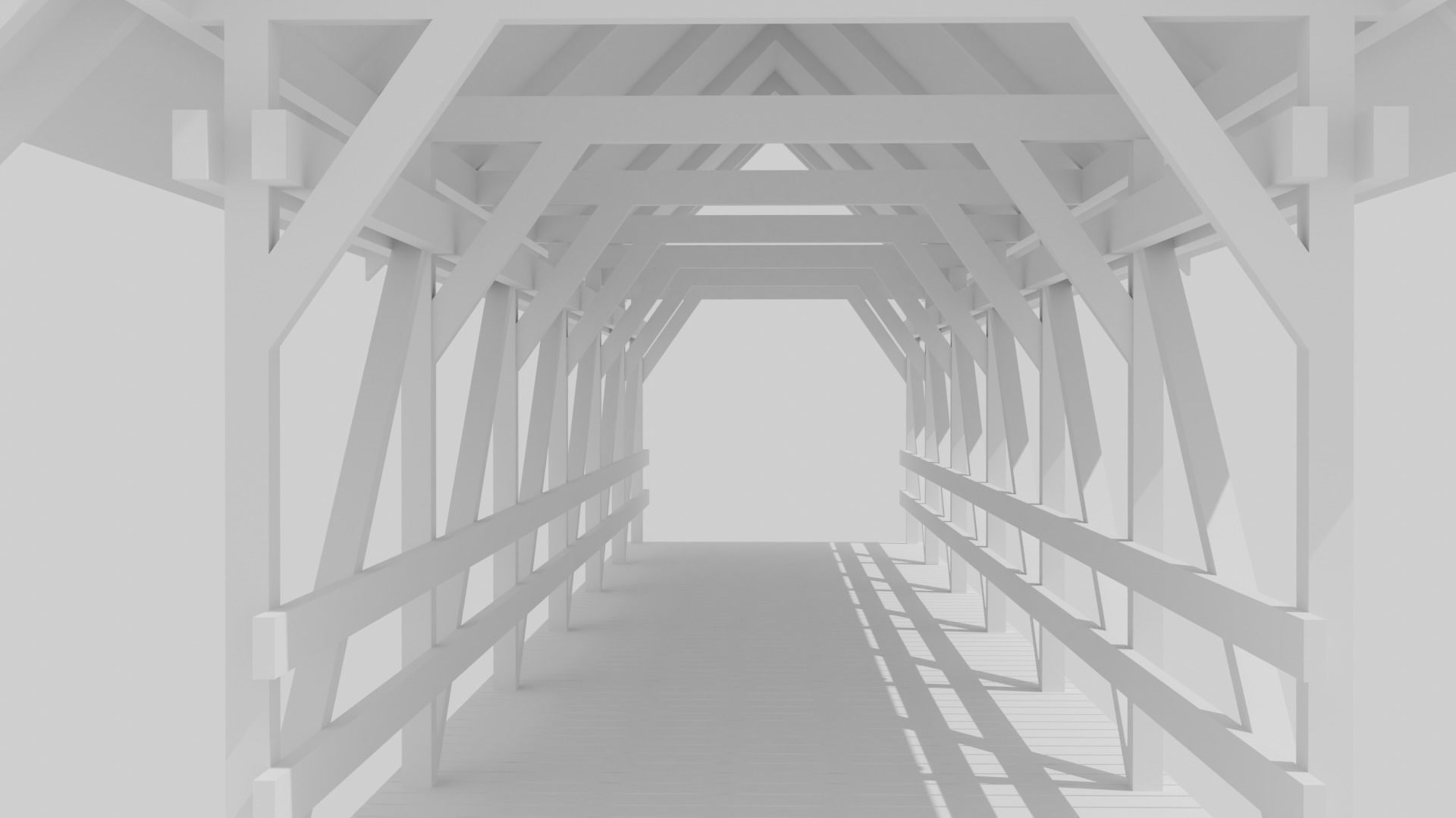 Wooden Covered Bridge Low-poly 3D model_5